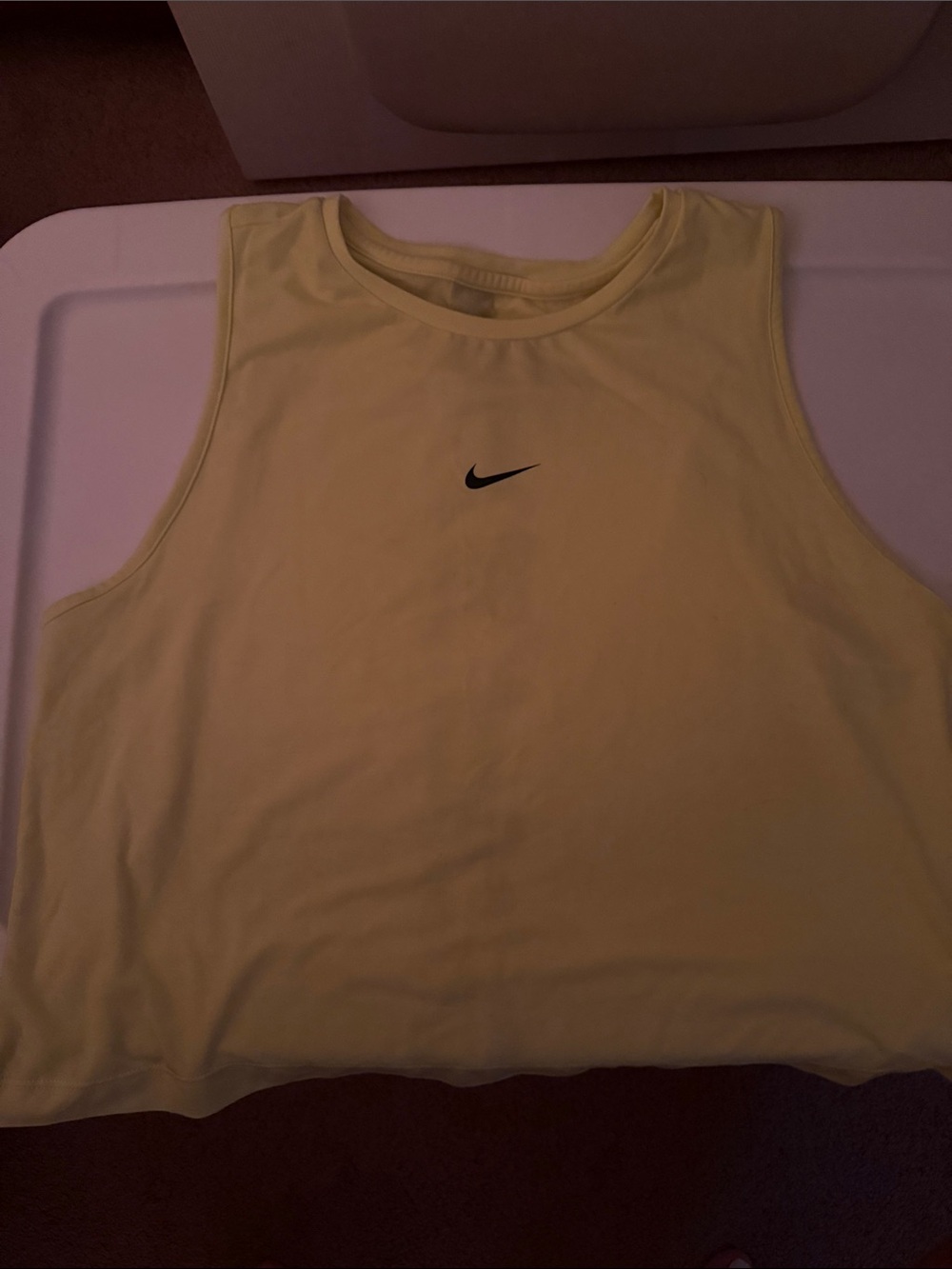 Nike Girls Neon Yellow Muscle Tank with Black Swoosh